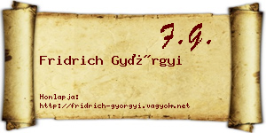 Fridrich Györgyi névjegykártya